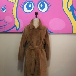 Resume Tan Long Faux Fur Teddy Coat